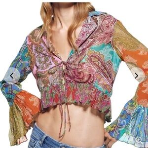 ZARA Ruffle Print Blouse